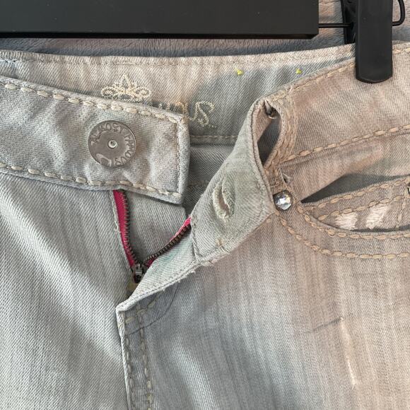 Almost Famous Vintage Y2K Low Rise Capri Jeans Women's Size 5 Rhinestones Bling - Picture 9 of 13